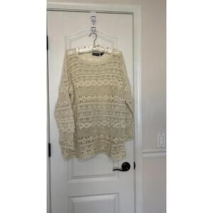 Vintage Honors Crochet Knit Sweater Long Drop Sleeve Multi-Patterned LG